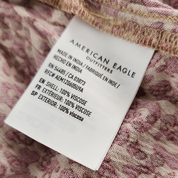 American Eagle Outfitters Pink Ditsy Floral 3/4 Sleeves Dress Sz Small Y2K 90s - Picture 10 of 11